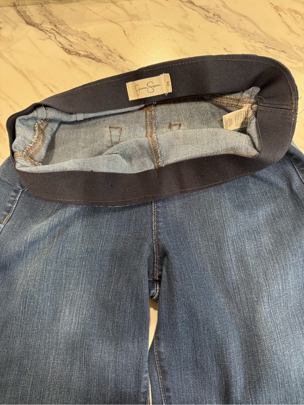 Jessica Simpsom Women's Size 28 Pull-on Flare Jeans Blue Denim Stretch High Rise - Picture 13 of 16